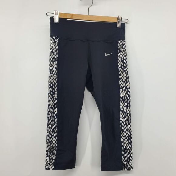 Nike Women's Dri-Fit Running Capri Black Leggings XS - Picture 2 of 8